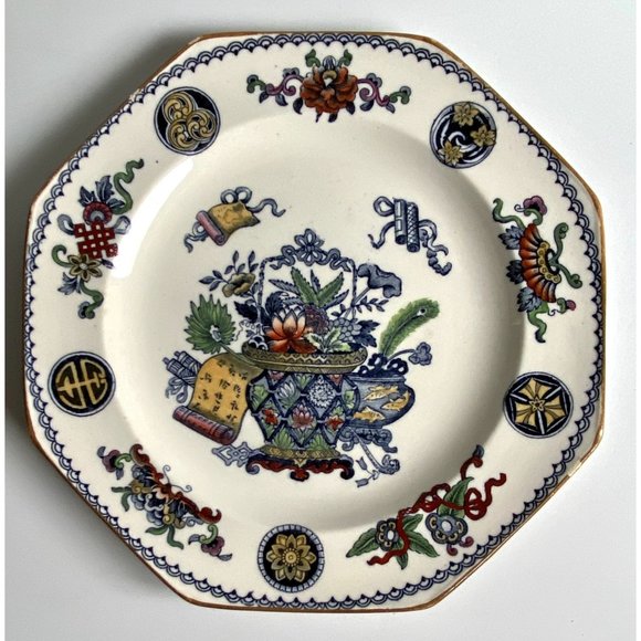 Wedgwood Basket Octagonal Salad Plates Chinese Lotus - Picture 14 of 16